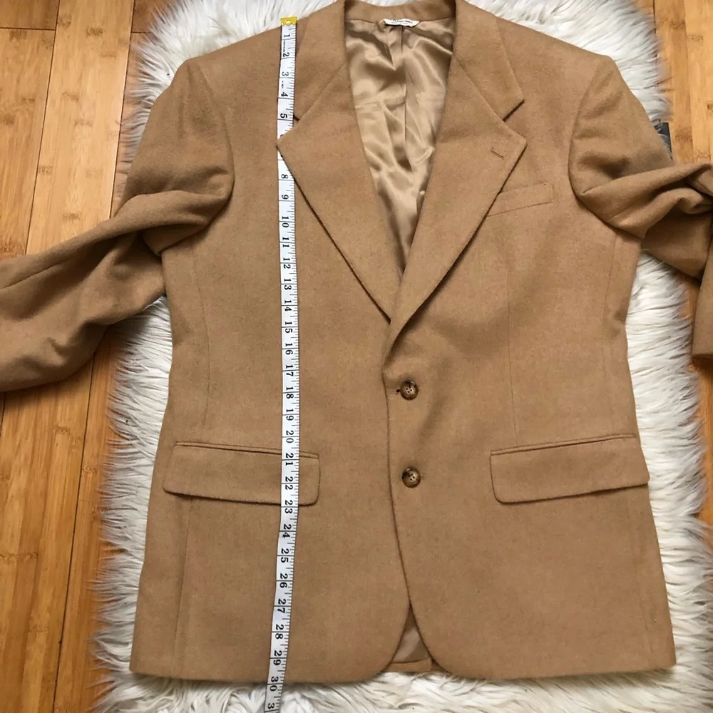 Vintage Saks Fifth Avenue 100% Camel Hair Classic Tan Mens Blazer size L